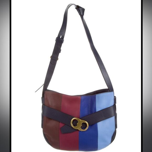 TORY BURCH Gemini Link Striped Multi Belted Hobo Cross Body Bag - Picture 1 of 10